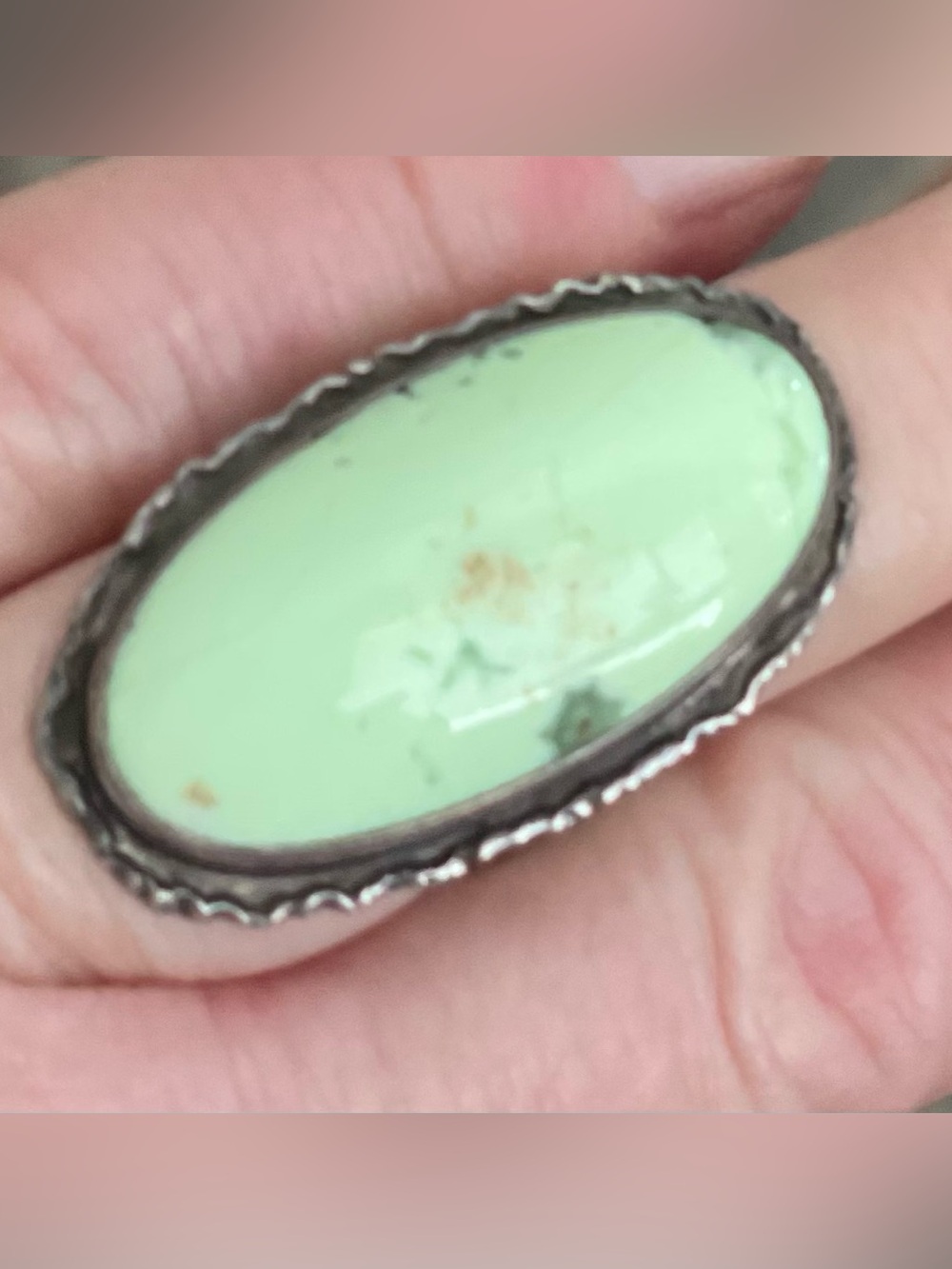 ⚜️Vintage Chrysoprase Ring Signed by artist size 7 - Picture 3 of 8